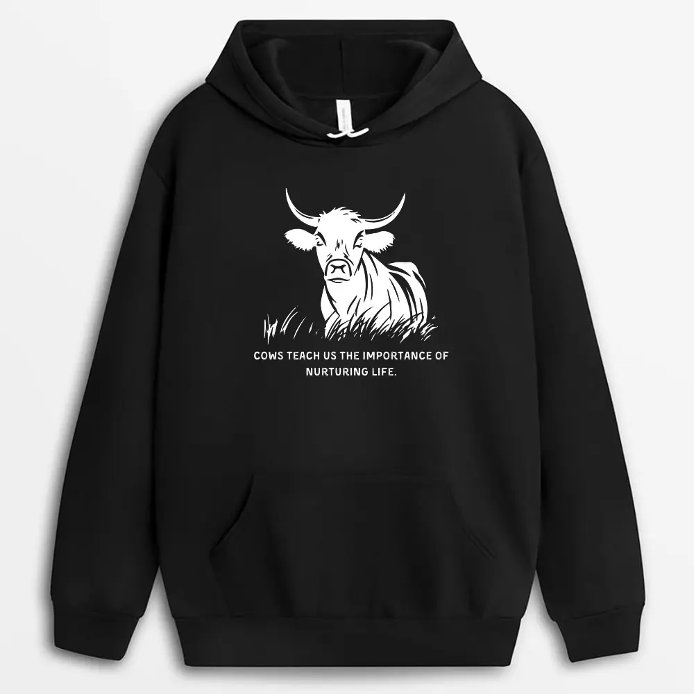 Cows Teach Us The Importance Of Nurturing Life Shawxtee Hoodie - Black