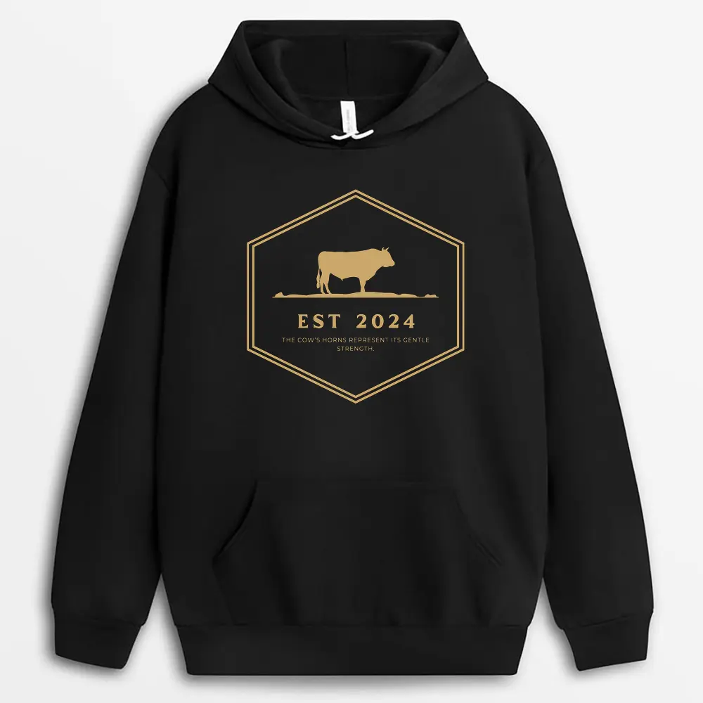 The Cows Horns Represent Its Gentle Strength Shawxtee Hoodie - Black