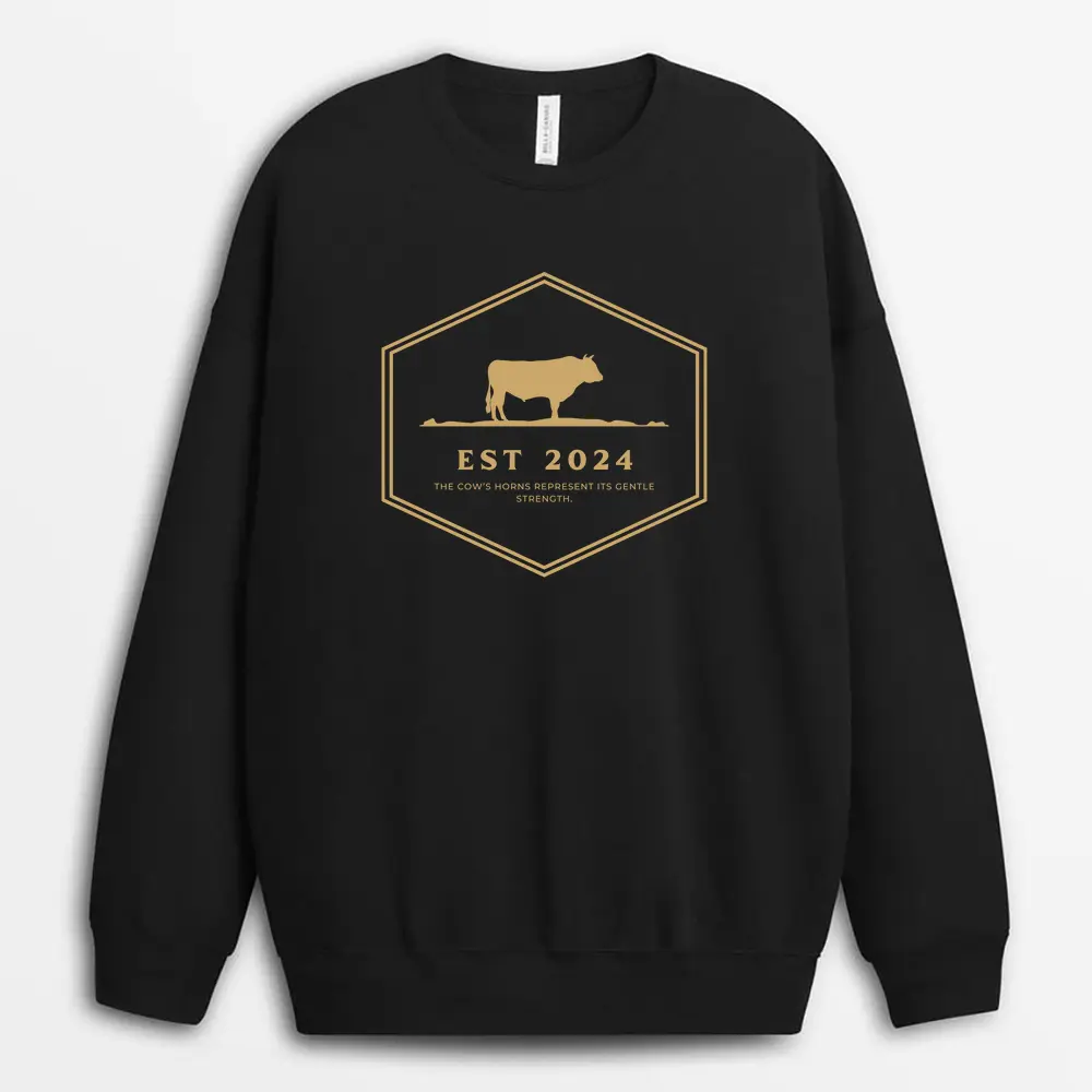 The Cows Horns Represent Its Gentle Strength Shawxtee Sweatshirt - Black