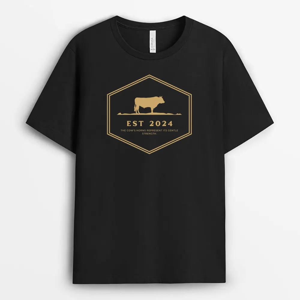 The Cows Horns Represent Its Gentle Strength Shawxtee T-Shirt - Black